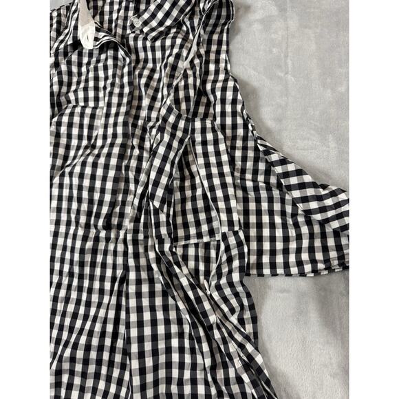 Lafayette 148 Black White Plaid Mariel Sleeveless Tie Waist Blouse Tunic Sz M - Picture 5 of 11